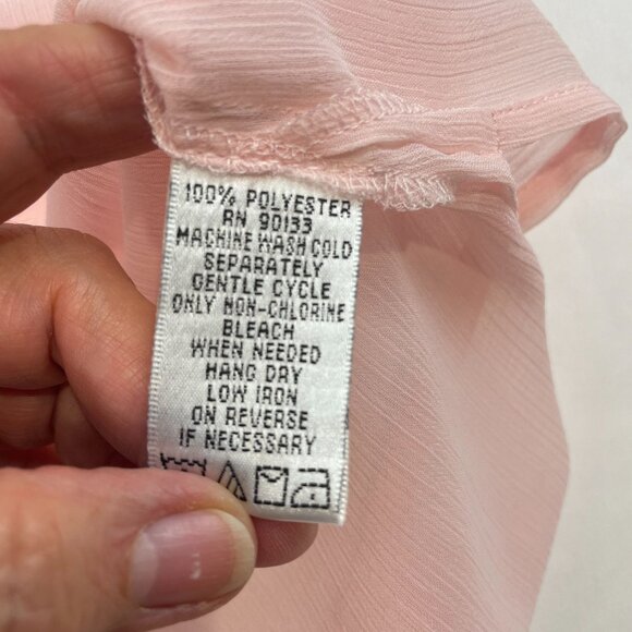 Lot of 2 Linea by Louis Dell O'lio Chiffon Button Front Blouses Pink Black Sz XL - Picture 7 of 9